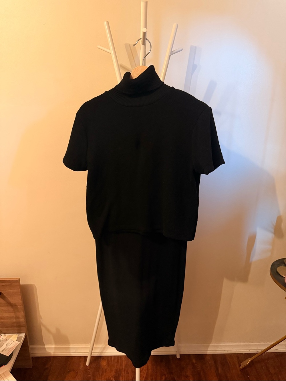 Zara Black Ribbed Turtleneck Top